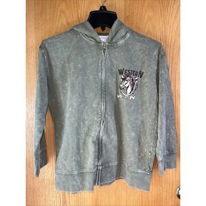 Pastel Palette Green Acid Washed Zip Up Horse Rodeo Hoodie NEW‎ Youth Sz Large